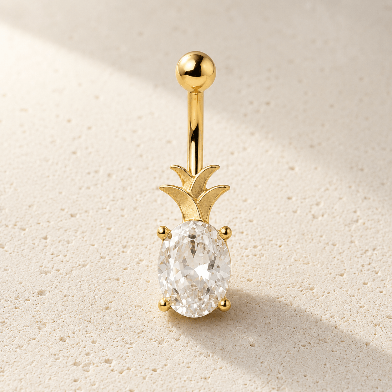 Gold Plated Jeweled Pineapple Navel Ring - Skin Metals