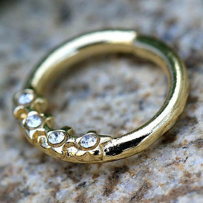 Gold Plated Jeweled Stars Annealed Seamless Ring Seamless Ring Impulse Piercings