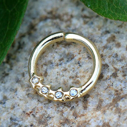 Gold Plated Jeweled Stars Annealed Seamless Ring Seamless Ring Impulse Piercings