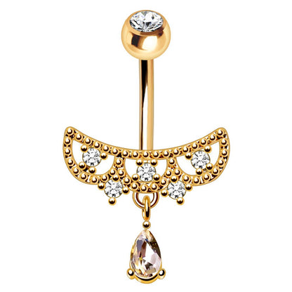 Gold Plated Jeweled Tiara Navel Ring Navel Ring Skin Metals