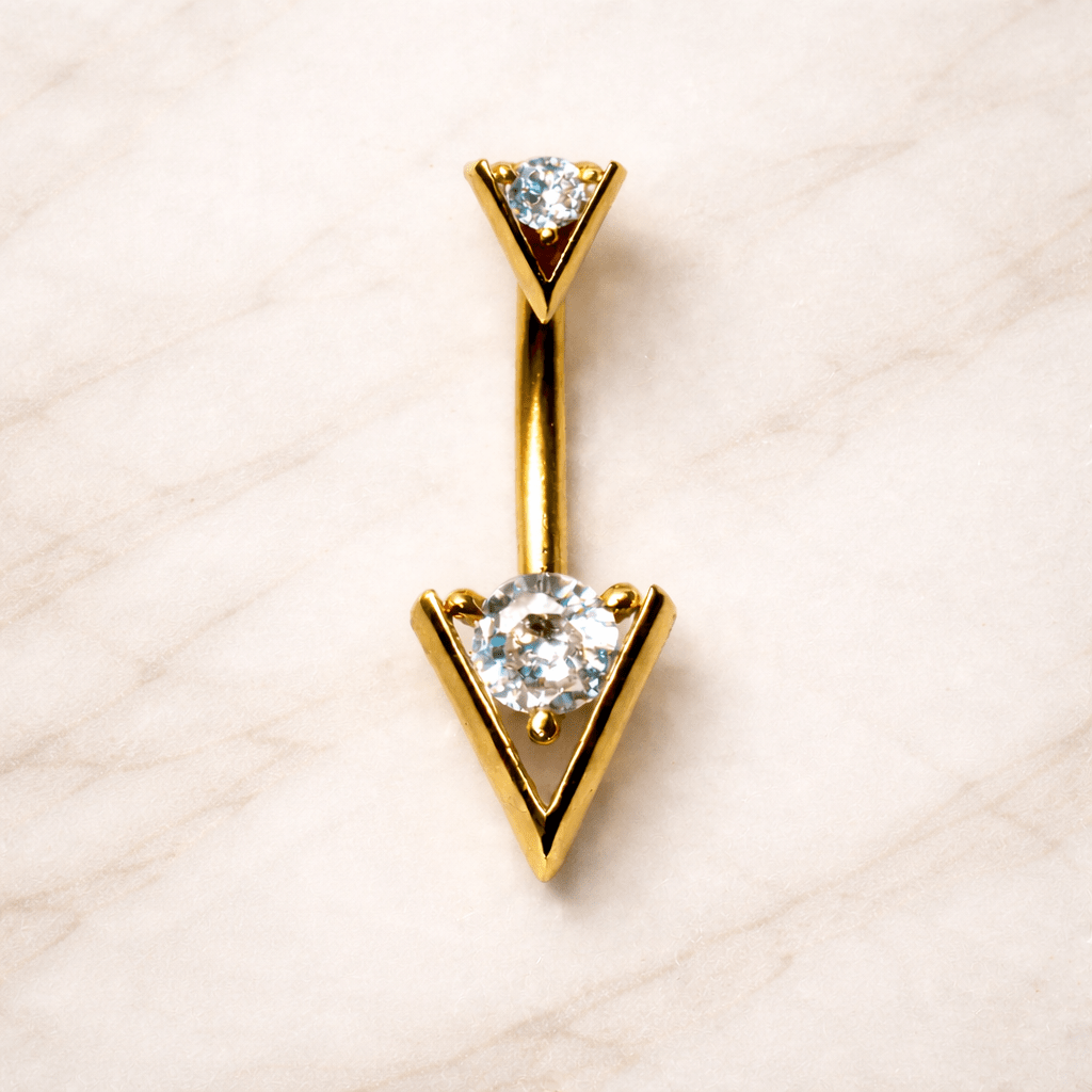 Gold Plated Jeweled Triangle Navel Ring Navel Ring Skin Metals