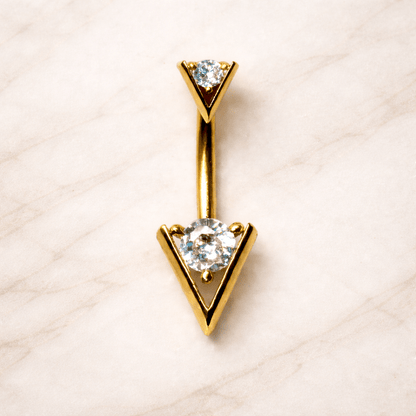 Gold Plated Jeweled Triangle Navel Ring Navel Ring Skin Metals