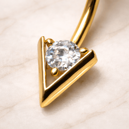 Gold Plated Jeweled Triangle Navel Ring Navel Ring Skin Metals