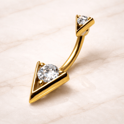 Gold Plated Jeweled Triangle Navel Ring Navel Ring Skin Metals