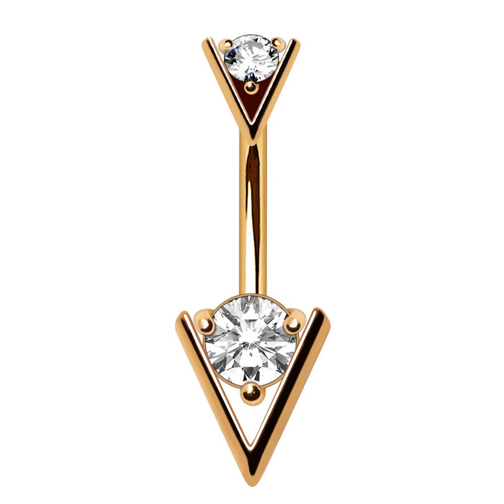Gold Plated Jeweled Triangle Navel Ring Navel Ring Skin Metals