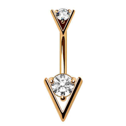 Gold Plated Jeweled Triangle Navel Ring Navel Ring Skin Metals