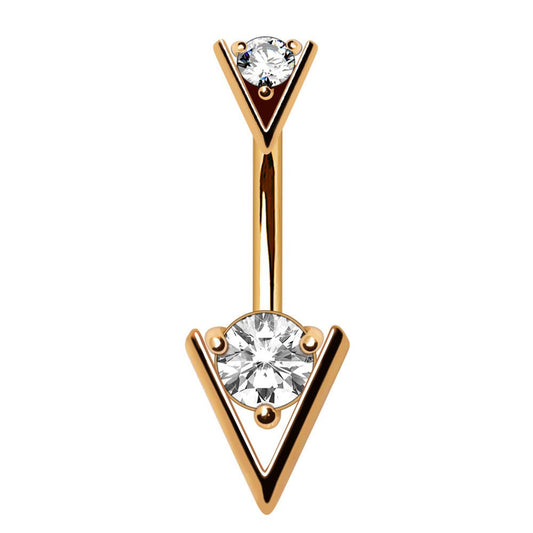 Gold Triangle Belly Button Ring 14G CZ Navel Ring Geometric Piercing Jewelry