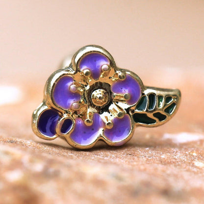 Gold Plated Lavender Flower Cartilage Earring