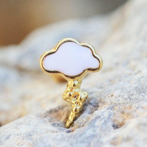 Lightning Cloud Cartilage Earring detail closeup