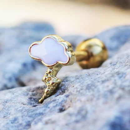 Lightning Cloud Cartilage Earring styled on model