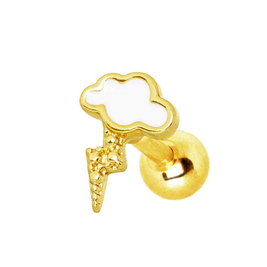 Gold Plated Lightning Cloud Cartilage Earring front view