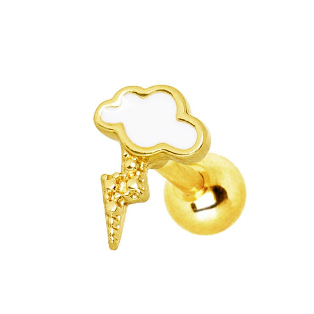 Gold Plated Lightning Cloud Cartilage Earring Cartilage Earring Impulse Piercings 16 gaugeLength: 1/4"