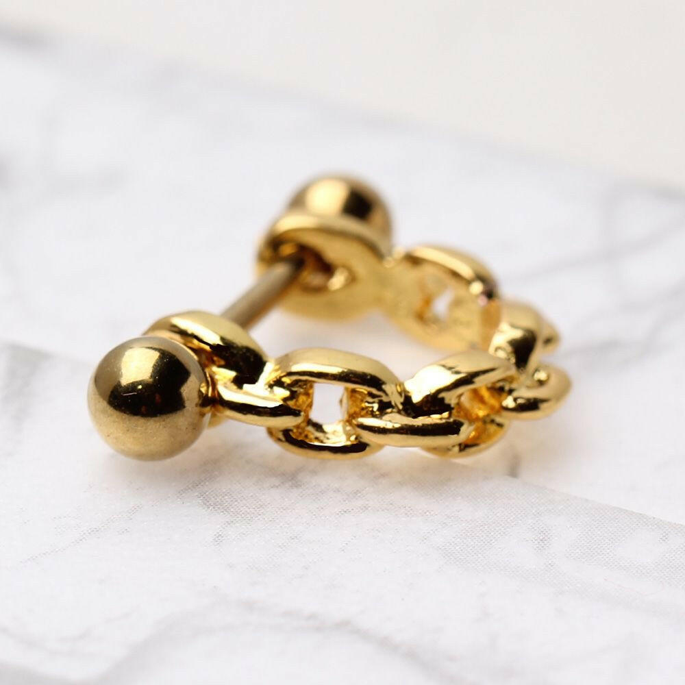 Gold Plated Link Chain Cartilage Cuff Earring Cartilage Earring Impulse Piercings