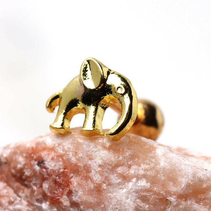 Gold Plated Long Trunk Elephant Cartilage Earring
