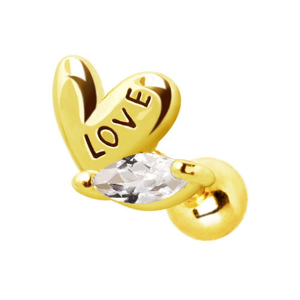 Gold Plated Lovely Heart Cartilage Earring Cartilage Earring Impulse Piercings