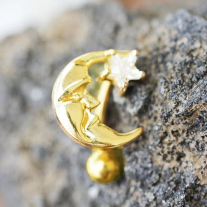 Gold Plated Man in The Moon Top Down Navel Ring Navel Ring Impulse Piercings