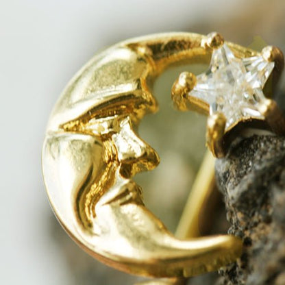 Gold Plated Man in The Moon Top Down Navel Ring Navel Ring Impulse Piercings