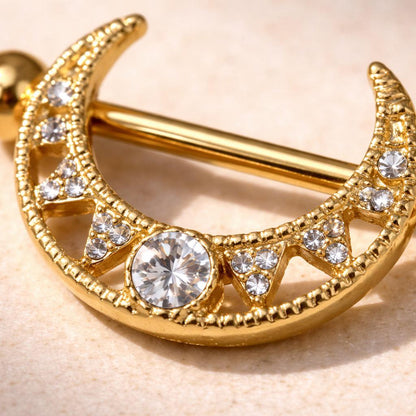 Gold Plated Multi Jeweled Tribal Nipple Shield - Skin Metals