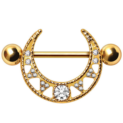 Gold Plated Multi Jeweled Tribal Nipple Shield - Skin Metals