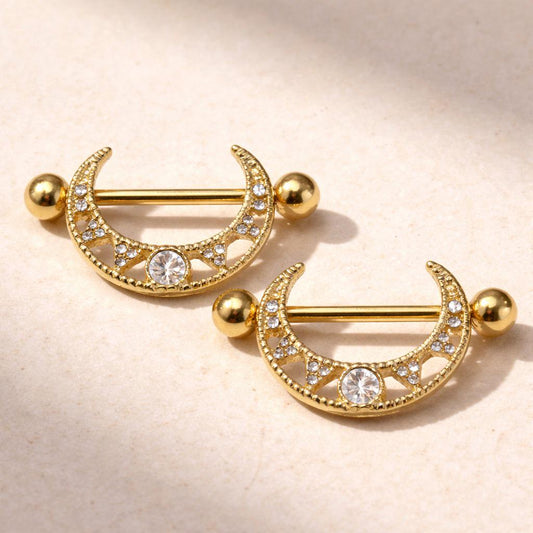 Gold Plated Multi Jeweled Tribal Nipple Shield