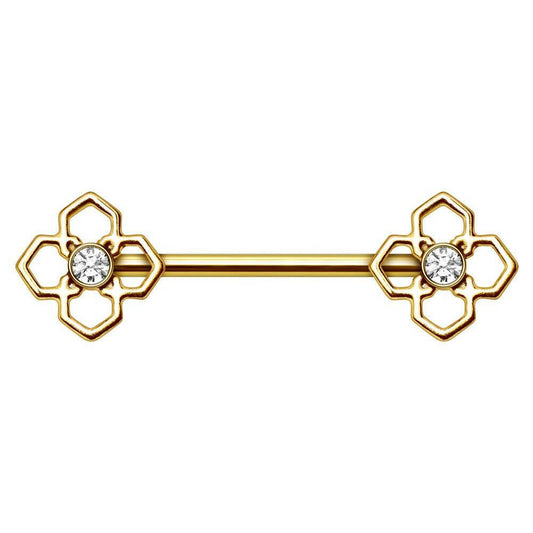 Gold Plated Pinwheel Flower Nipple Bar Nipple Ring Impulse Piercings