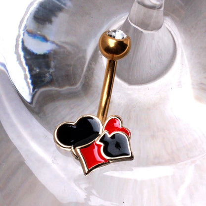 Gold Plated Playing Card Suits Navel Ring