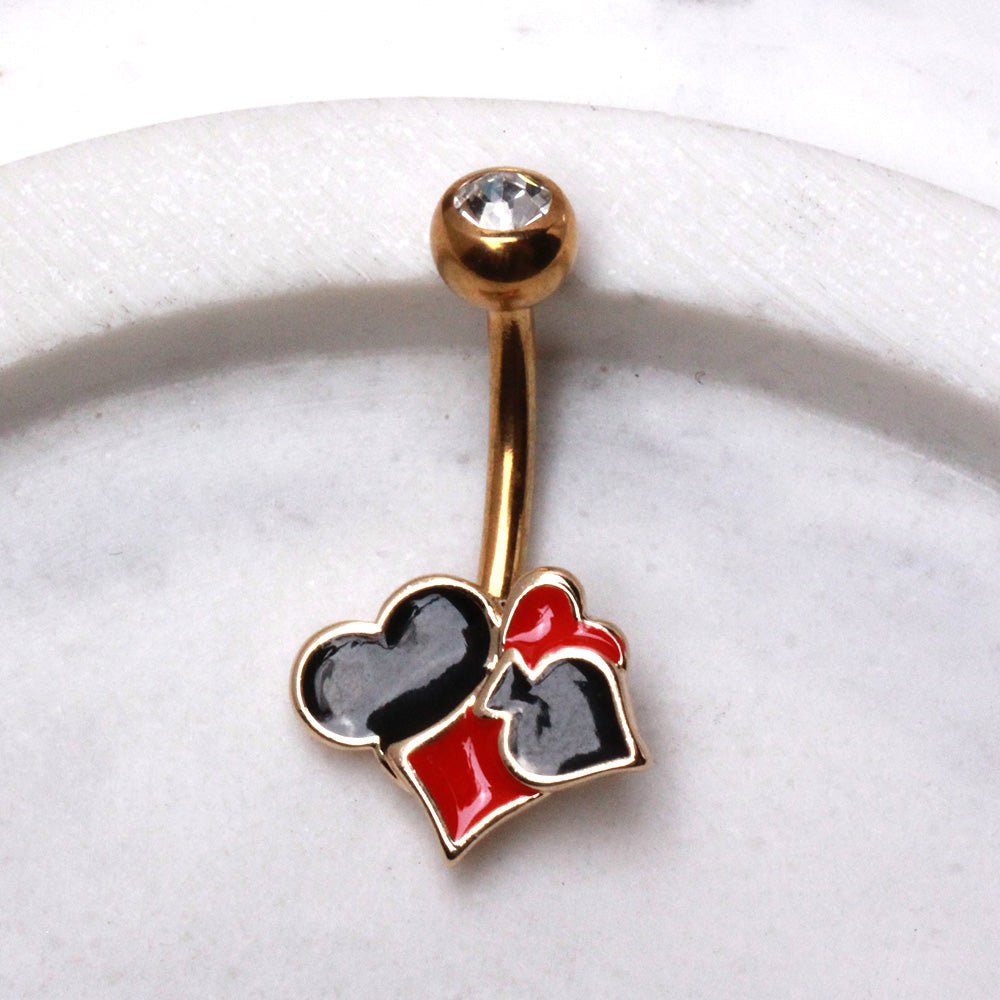 Gold Plated Playing Card Suits Navel Ring