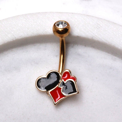 Gold Plated Playing Card Suits Navel Ring