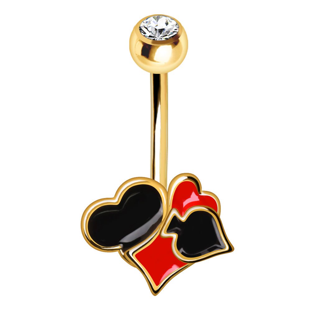 Gold Plated Playing Card Suits Navel Ring