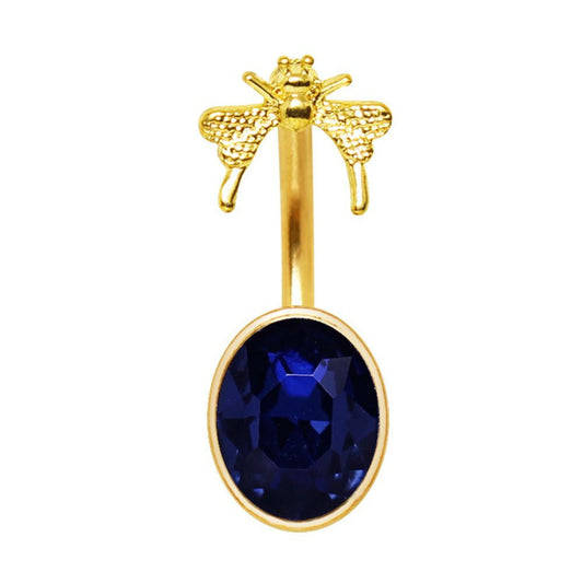 Gold Plated Sapphire Blue Butterfly Navel Ring Navel Ring Impulse Piercings