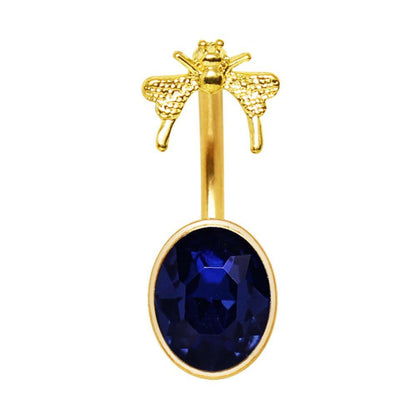 Gold Plated Sapphire Blue Butterfly Navel Ring