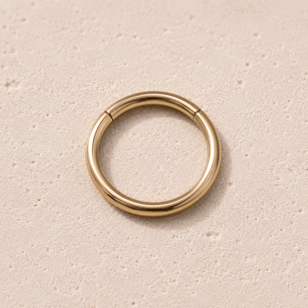 Gold plated seamless clicker ring 18G 16G 14G, implant grade 316L surgical steel, yellow gold mirror finish