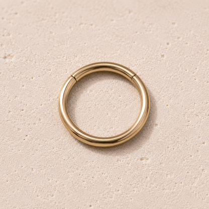 Gold plated seamless clicker ring 18G 16G 14G, implant grade 316L surgical steel, yellow gold mirror finish