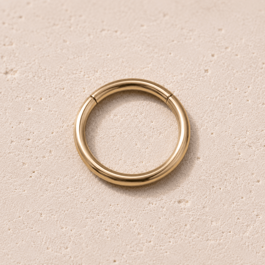 Gold plated seamless clicker ring 18G 16G 14G, implant grade 316L surgical steel, yellow gold mirror finish