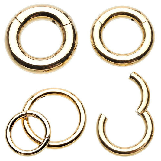 Gold Plated Seamless Clicker Ring Captive Bead Impulse Piercings 12 GA (2mm) 1/2" (12mm)