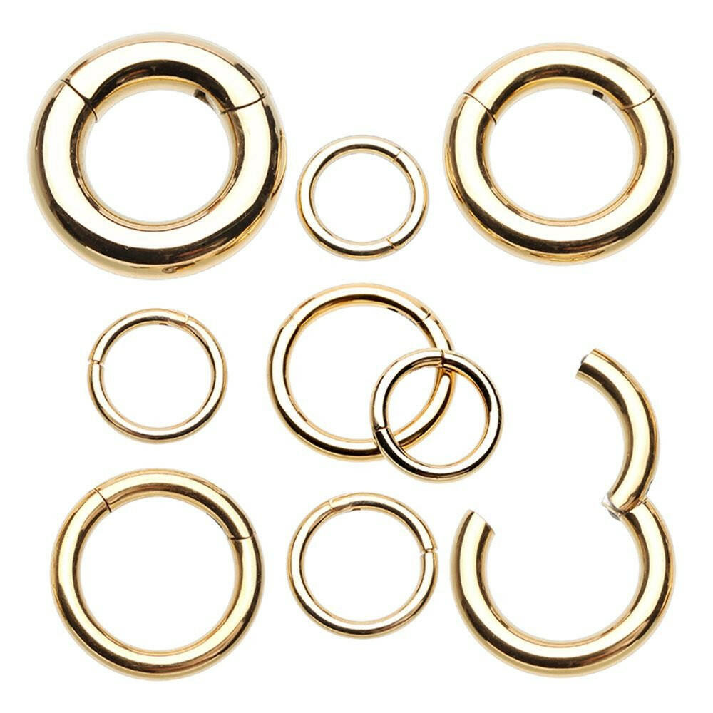 Gold Plated Seamless Clicker Ring Septum Ring Impulse Piercings 18 GA (1mm) 5/16" (8mm)