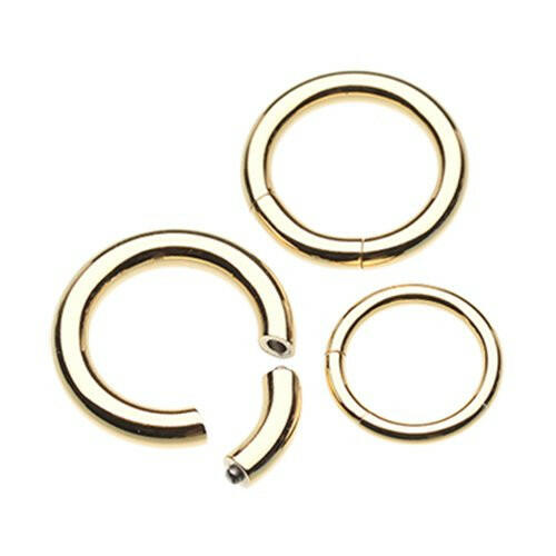 Gold Plated Segmented Captive Bead Ring Septum Ring Impulse Piercings 16 GA (1.2mm) 3/8" (10mm)