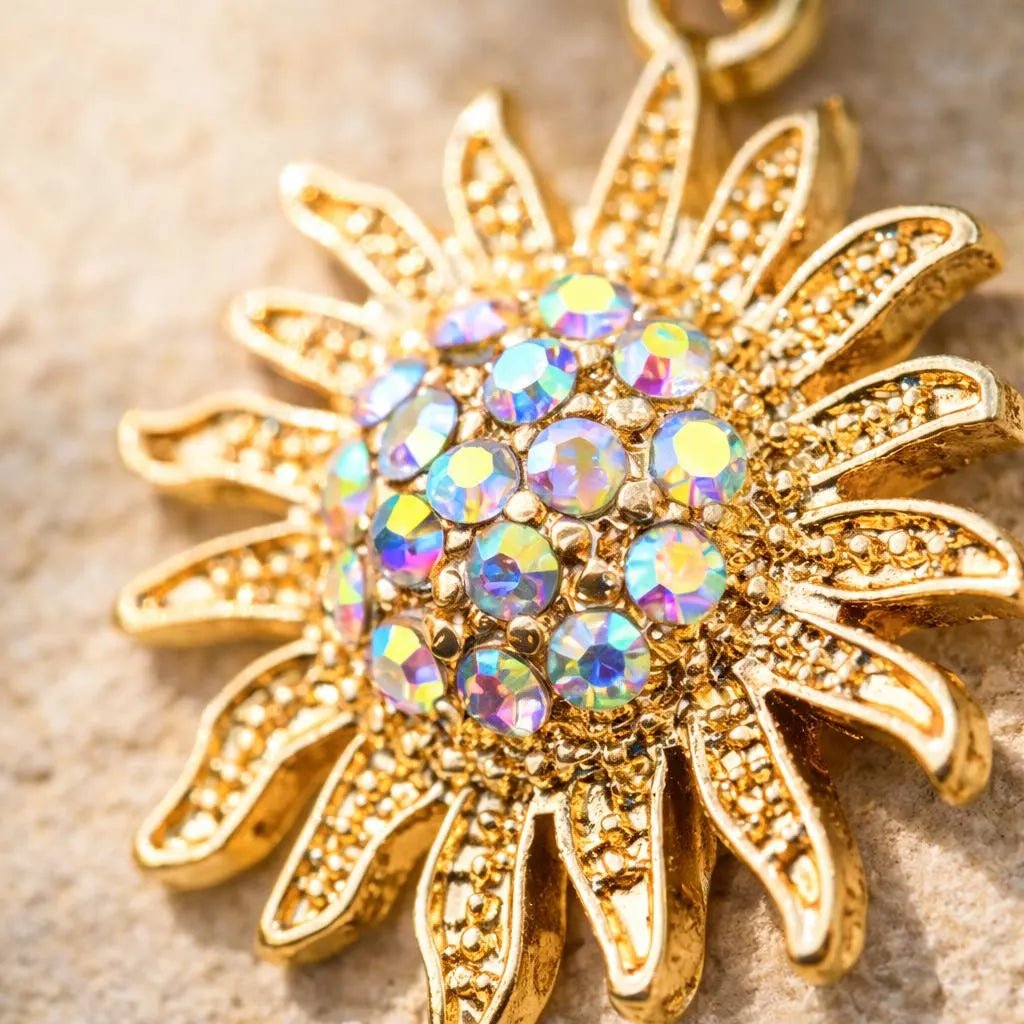 Gold Plated Shimmering Sunburst Dangle Navel Ring Navel Ring Skin Metals
