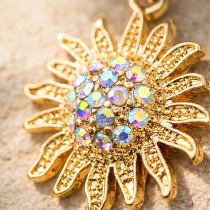 Gold Plated Shimmering Sunburst Dangle Navel Ring Navel Ring Skin Metals