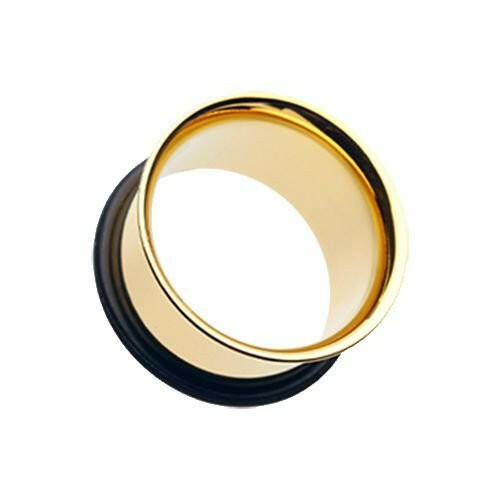 Gold Plated Single Flared Ear Gauge Tunnel Plug Plugs Impulse Piercings 14 gauge(1.6mm)