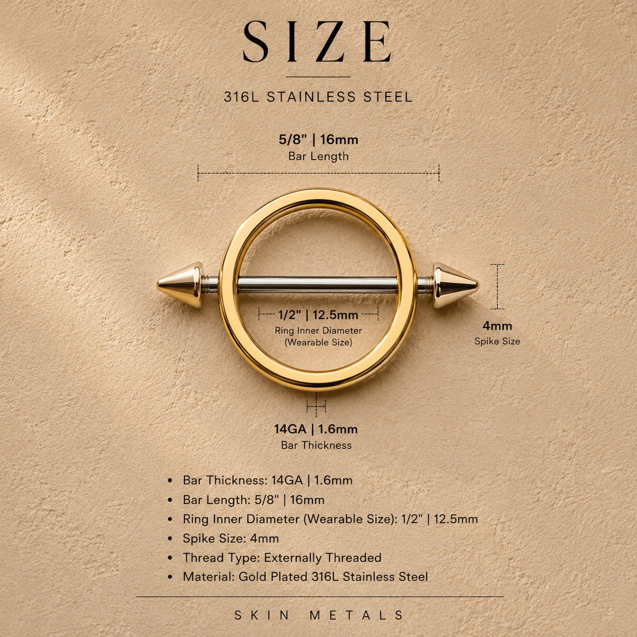 Gold Plated Spiked Circular Nipple Shield