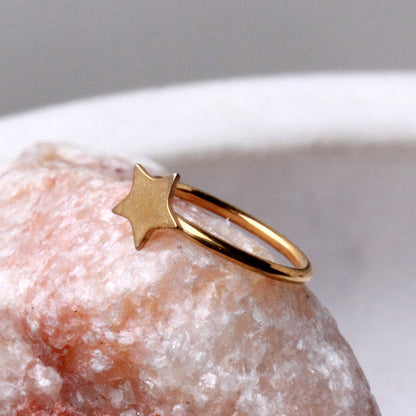 Gold Plated Star Nose Hoop Ring - Skin Metals
