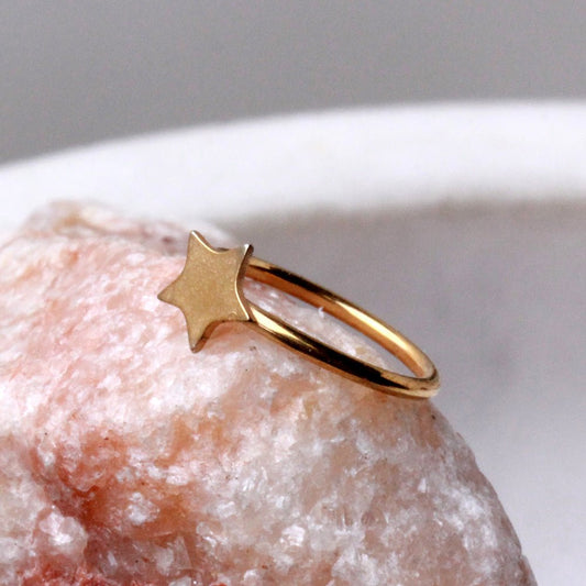 Gold Plated Star Nose Hoop Ring - Skin Metals