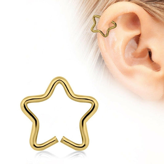 Gold Plated Star Shaped Cartilage Earring