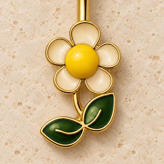 Gold Plated Summer Wildflower Navel Ring - Skin Metals