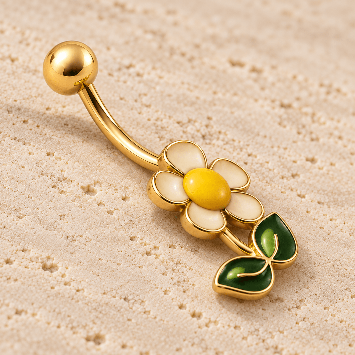 Gold Plated Summer Wildflower Navel Ring - Skin Metals
