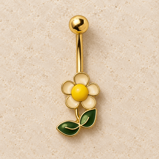 Gold Plated Summer Wildflower Navel Ring - Skin Metals