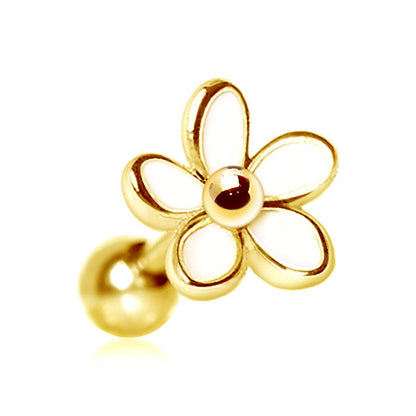 Gold Plated Sweet White Daisy Cartilage Earring - Skin Metals