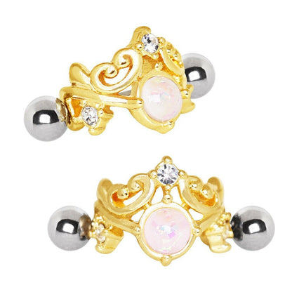 Gold Plated Synthetic Opal Tiara Cartilage Cuff Earring