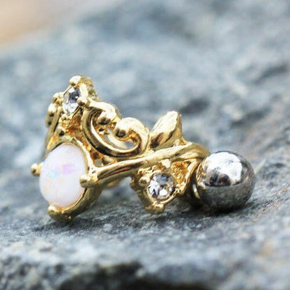 Gold Plated Synthetic Opal Tiara Cartilage Cuff Earring
